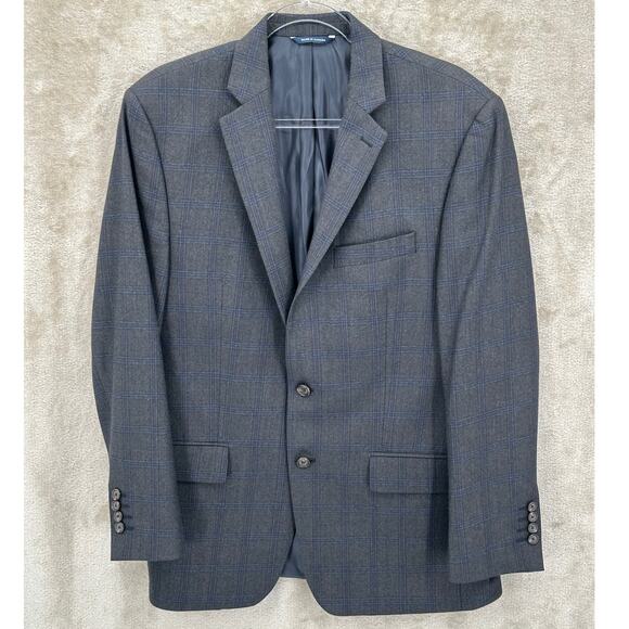 Ralph Lauren Suit Jacket Mens 40R Gray Plaid 100% Wool Sport Coat Blazer Church - Picture 1 of 9